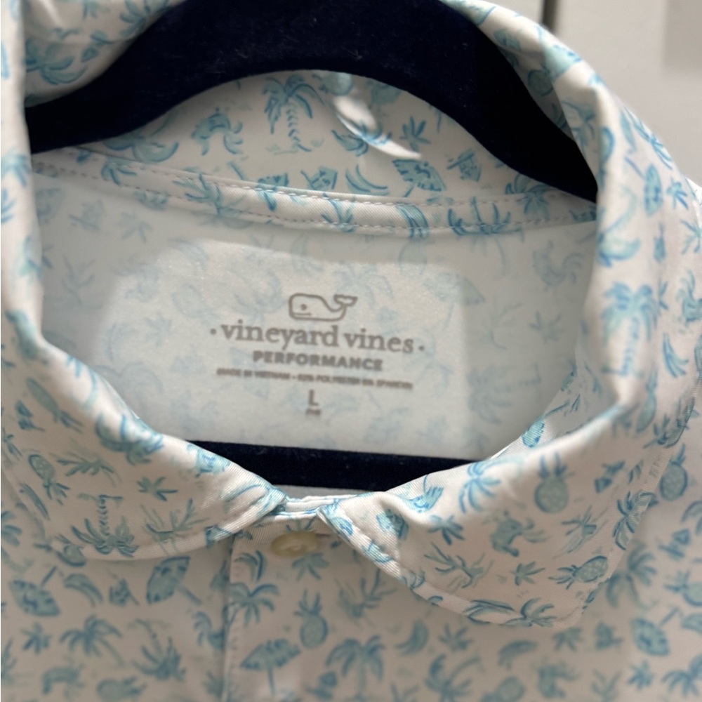 Vineyard Vines Boys Light Blue Palm Polo - Picture 2 of 4